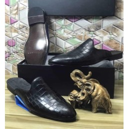 Black leather half shoe