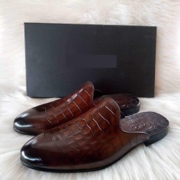 Brown leather half shoe