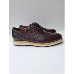 Embossed leather lace up shoe