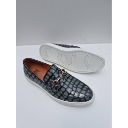 Gray croc design sneakers