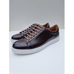 Brown leather lace up sneakers