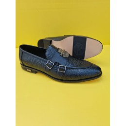 Black monk strap loafers