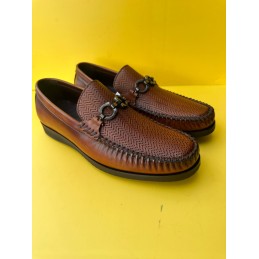 Brown leather Italian loafers