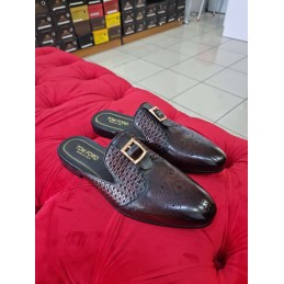 Brown leather half shoe