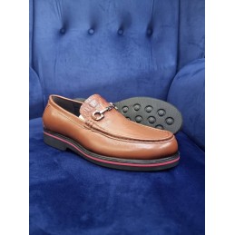 Brown leather high-sole...