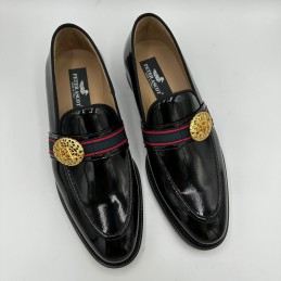 Patent black leather loafers