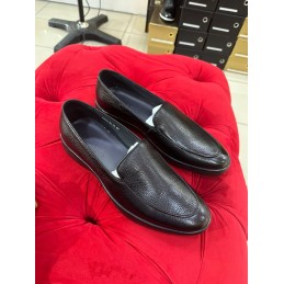 Black leather loafers