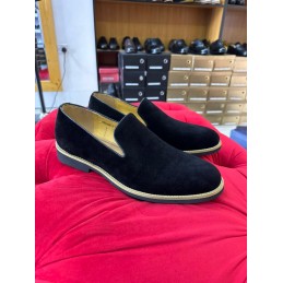 Black suede leather loafers