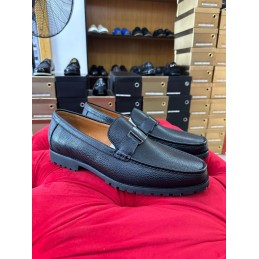 Big size Black leather loafers