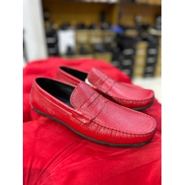 Red Italian leather loafers