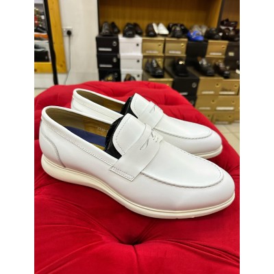 White leather penny shoe