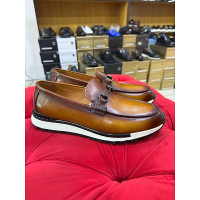 Brown leather sport shoe