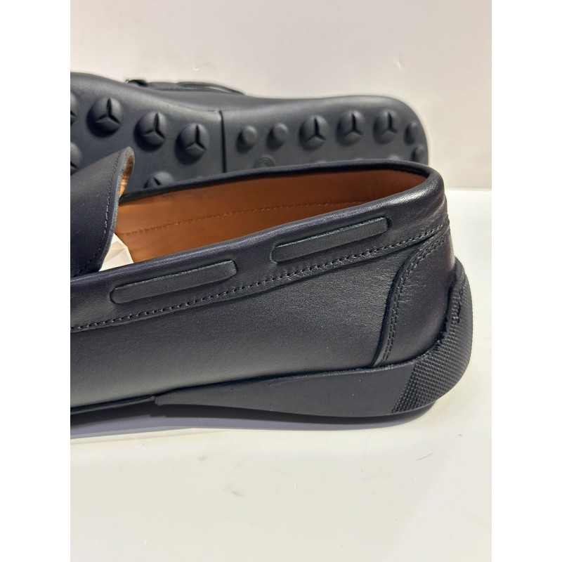 black leather sneakers