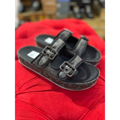 Grey LV pams slippers